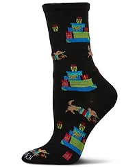 MeMoi Women's Pile Of Gifts Holiday Crew Socks