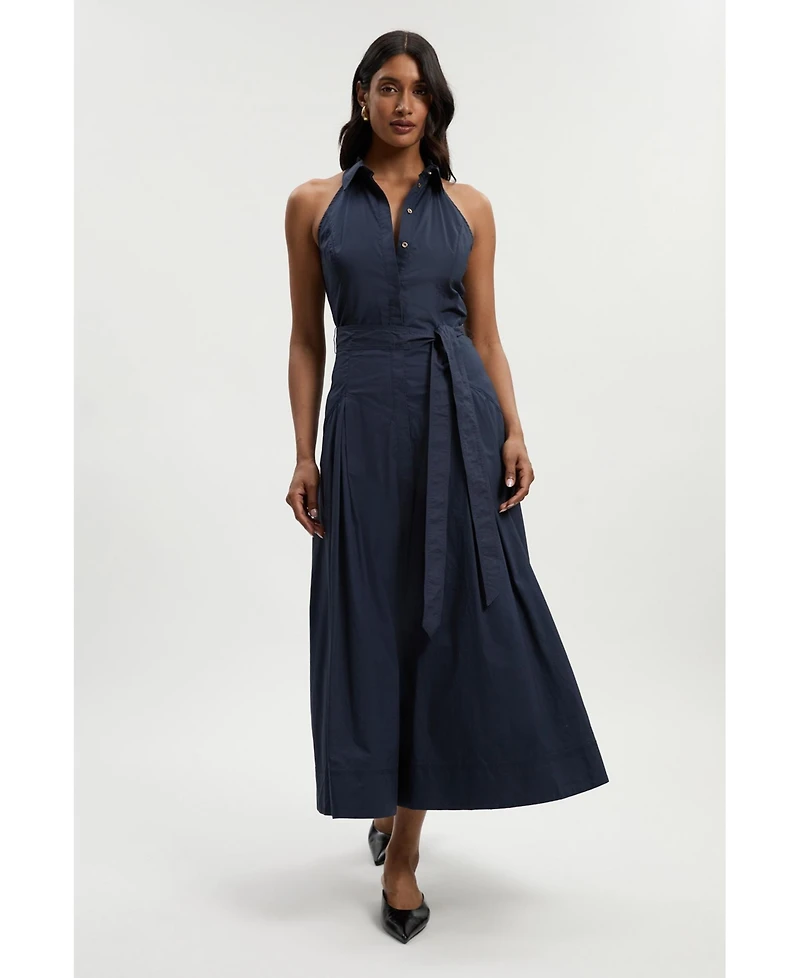 Karen Millen Women's Midi Shirt Dress With Dropped Waist