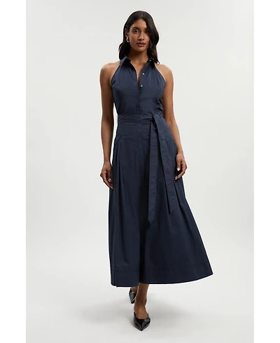 Karen Millen Women's Midi Shirt Dress With Dropped Waist