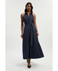 Karen Millen Women's Midi Shirt Dress With Dropped Waist