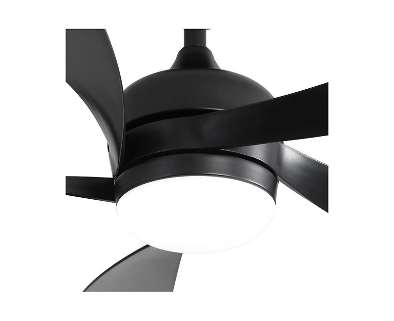 52-inch Black Modern Downrod Indoor Abs 5 Blades Led Ceiling Fan Light with Remote Control Support Six Speed Ajustable