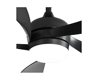 52-inch Black Modern Downrod Indoor Abs 5 Blades Led Ceiling Fan Light with Remote Control Support Six Speed Ajustable