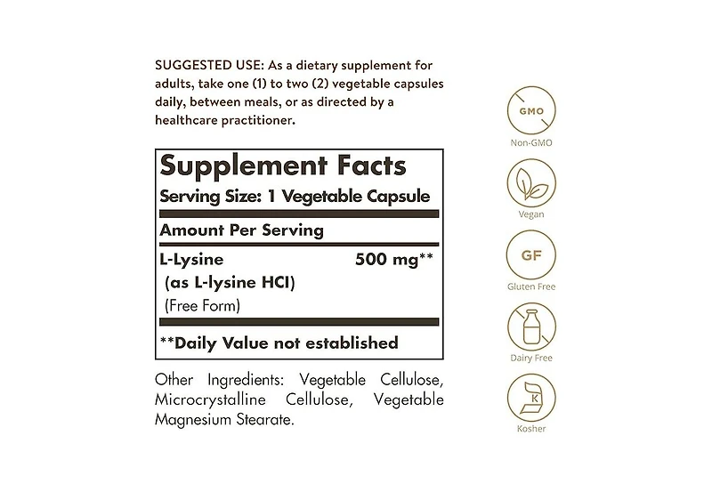 Solgar L-Lysine ,500 mg ,250 Veg Caps