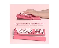 risokeys Wireless Keyboard and Mouse Combo - Round Keycaps, 2.4GHz Full-Size Keyboard with Detachable Wrist Rest, Sleep Mode Tilt, Pc