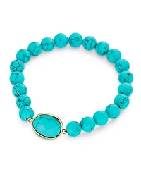 Bling Jewelry Set of 2 Boho Faceted Large Center Natural 8MM Ball Bead Stone Stretch Bracelet