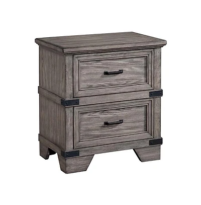 Intercon Nightstand, 2 Drawer in Brushed Steel