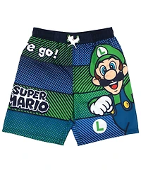 Mario Little Boys Super Luigi Short Sleeve T-Shirt and Trunks Swim Outfit Set