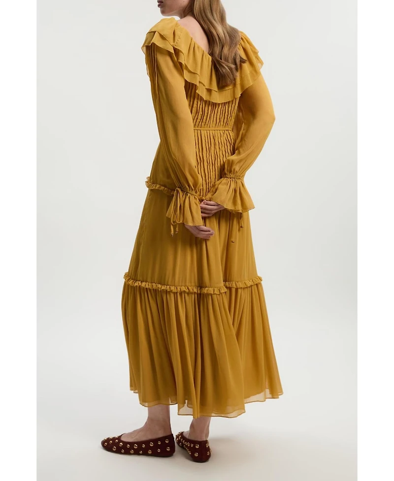 Karen Millen Georgette Ruffle Woven Maxi Dress