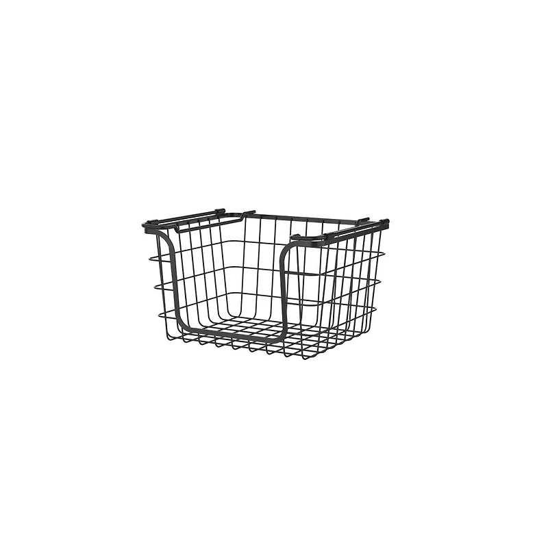 Oceanstar Stackable Metal Wire Storage Basket Set for Pantry, Countertop, Kitchen or Bathroom, Black, Set of 3