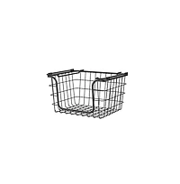 Oceanstar Stackable Metal Wire Storage Basket Set for Pantry, Countertop, Kitchen or Bathroom, Black, Set of 3