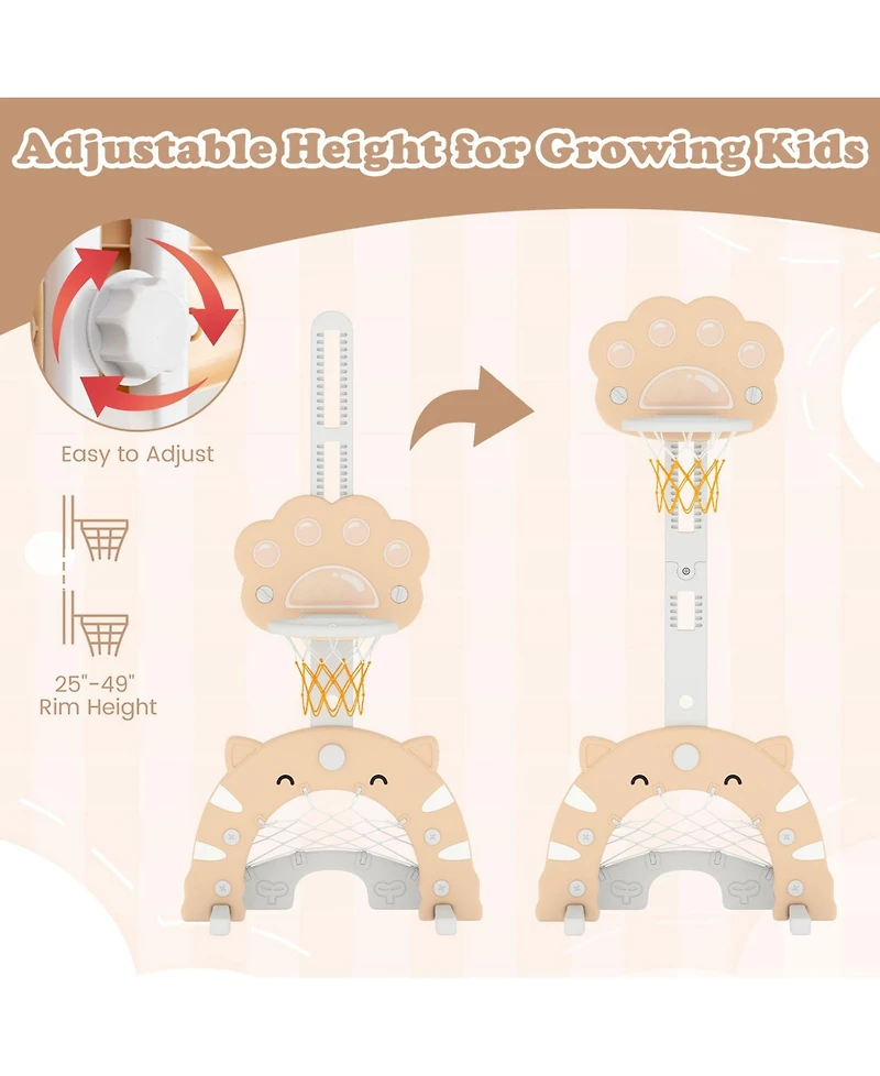 Sugift 3 in 1 Kids Basketball Hoop with Basketball and Foldable Rim