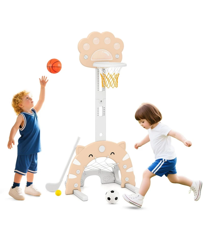 Sugift 3 in 1 Kids Basketball Hoop with Basketball and Foldable Rim