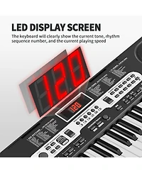 Sugift 61-Key Electronic Keyboard Piano Set with Lcd Screen for Beginners