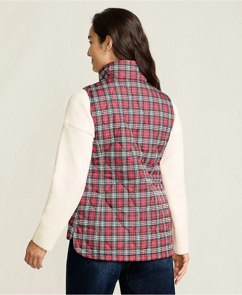 Lands' End Women's Tall Print FeatherFree Quilted Insulated Vest