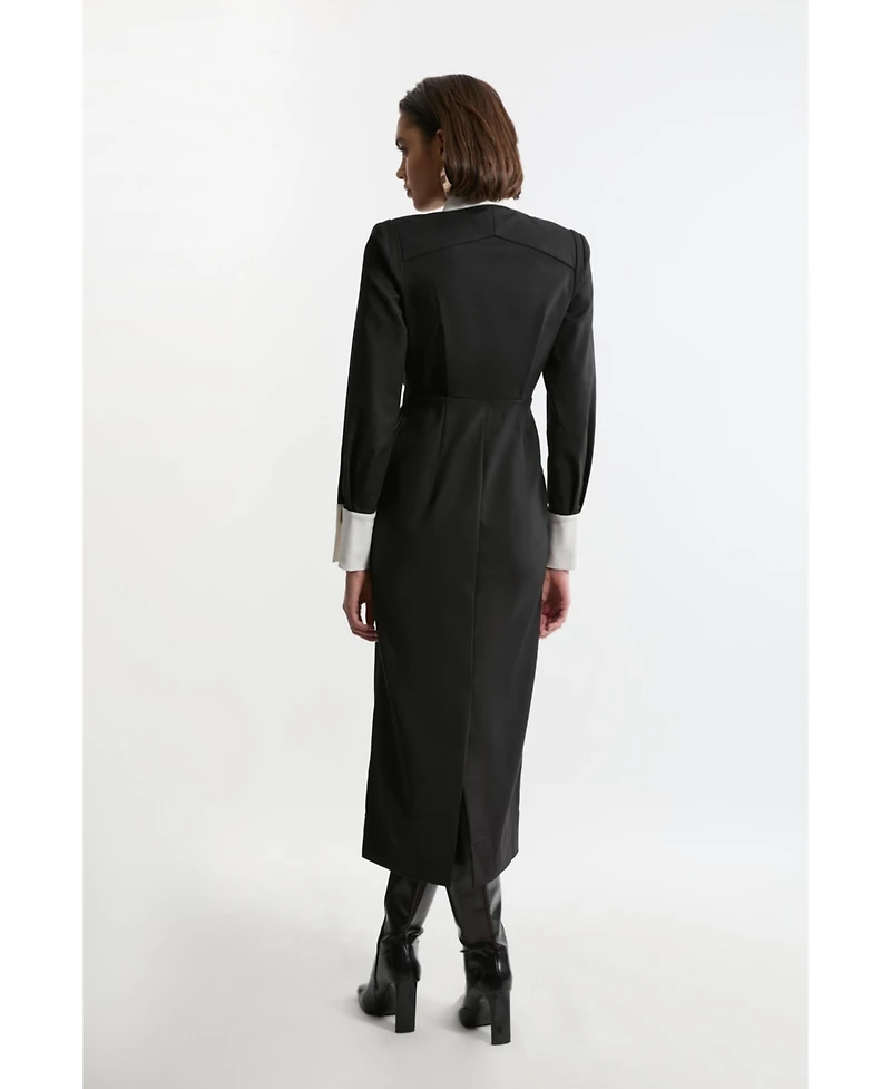 Karen Millen Women's Techno Cotton Shirt Maxi Dress