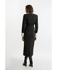 Karen Millen Women's Techno Cotton Shirt Maxi Dress
