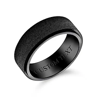 Bling Jewelry Wide Polished Beveled Edge Brushed Sparkle Sand Blast Titanium Black Band Comfort Fit 8MM