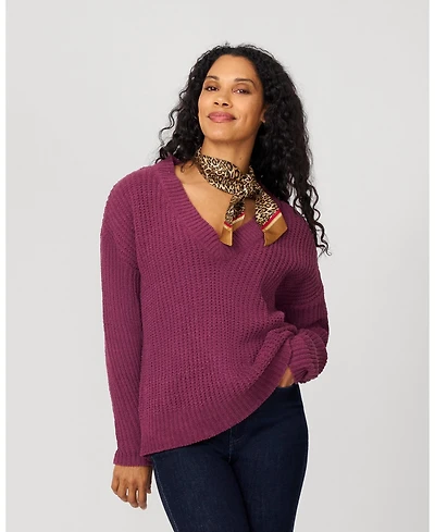 Cable & Gauge Women's Cozy Luxe Lounge V-Neck Sweater