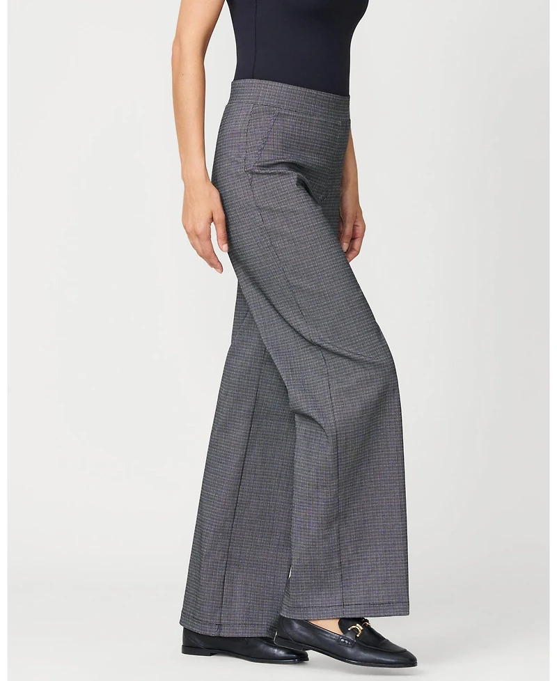 Cable & Gauge Women's Micro Grid Wide Leg Pull On Pant