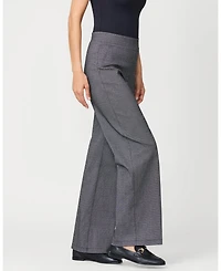 Cable & Gauge Women's Micro Grid Wide Leg Pull On Pant