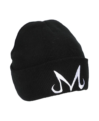Dragon Ball Z Men's Majin Symbol Embroidery On Black Ribbed Acrylic Knit Cuff Beanie