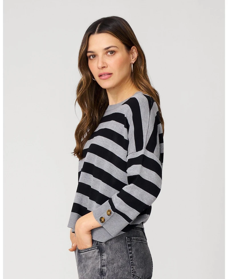 Cable & Gauge Women's Stripe Drop Shoulder Sweater