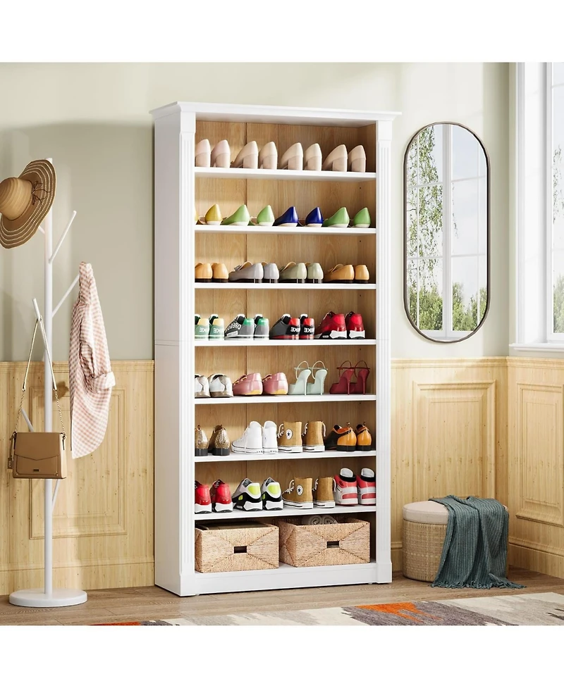 Tribesigns 8-Tier Shoe Rack, Wooden Freestanding Shoe Storage Cabinet for 32-40 Pairs, 70.9-Inch Tall Shoe Organizer Shelf for Entryway, Closet