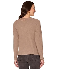 Democracy Women's Long Sleeve Crochet V-Neck Top
