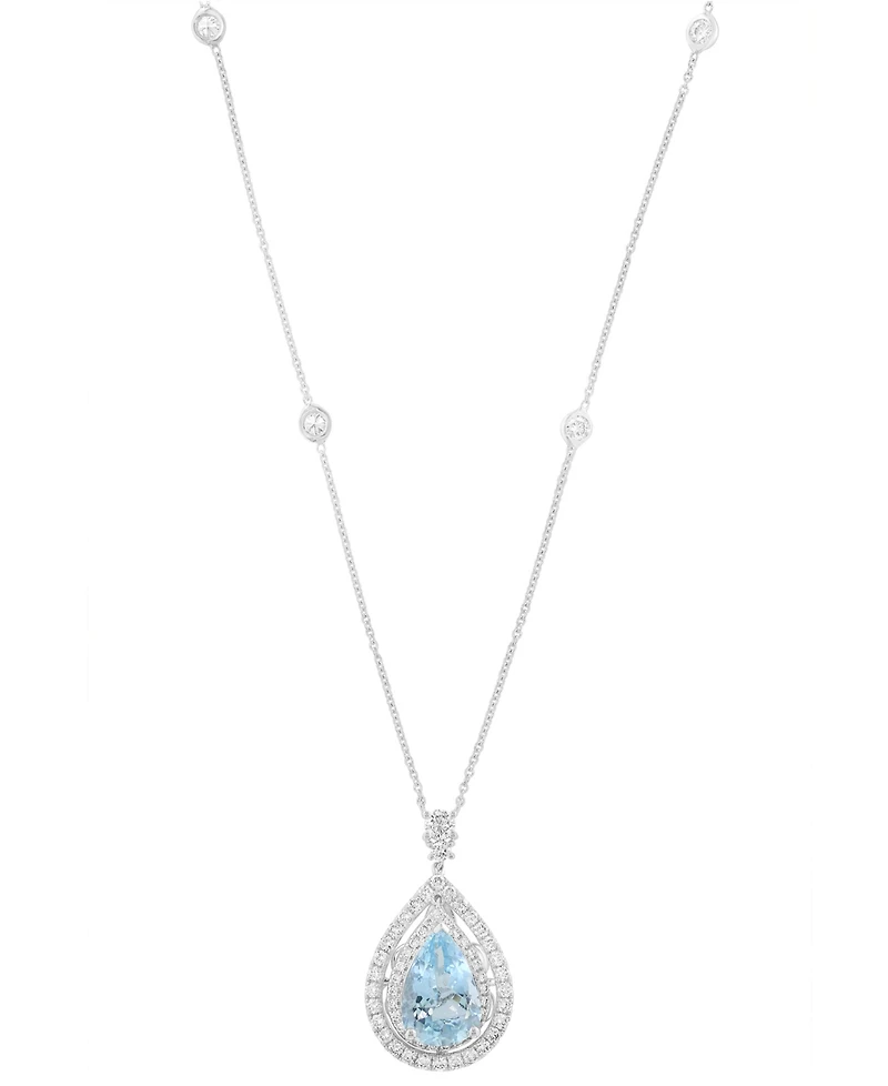 Effy Collection Diamond (1-1/20 ct. t.w.) and Aquamarine (2-3/8 ct. t.w.) Necklace in 14K White Gold