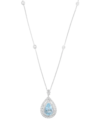 Effy Collection Diamond (1-1/20 ct. t.w.) and Aquamarine (2-3/8 ct. t.w.) Necklace in 14K White Gold