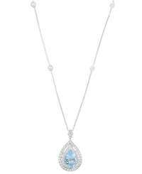 Effy Collection Diamond (1-1/20 ct. t.w.) and Aquamarine (2-3/8 ct. t.w.) Necklace in 14K White Gold