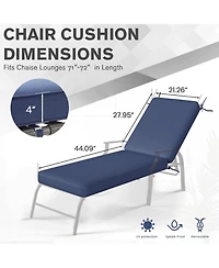 Aecojoy Chaise Lounge Cushions Outdoor Set of 2, 72x21x4 Inch Chair Cushion, Fade Resistant Patio Sun Lounger Replacement