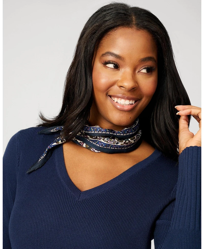 Cable & Gauge Women's V-Neck Rib Tunic Sweater