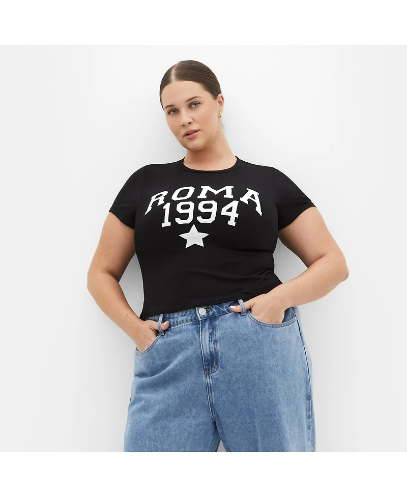 City Chic Plus Micro Print Tee