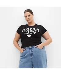 City Chic Plus Micro Print Tee
