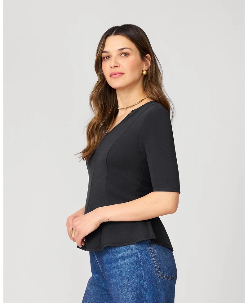 Cable & Gauge Women's Minimalist Scuba Peplum Top