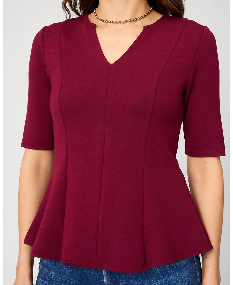 Cable & Gauge Women's Minimalist Scuba Peplum Top