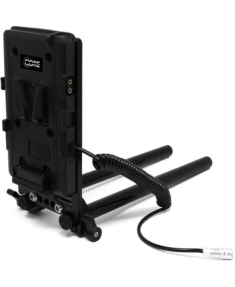 Core Swx 15mm Rail Mount Cheese Plate with V-Mount Battery Plate and 10" 2-Pin Coil Cable for Blackmagic Pocket 4K & 6K