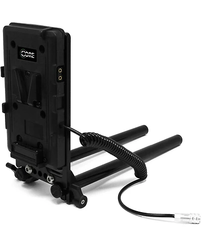 Core Swx 15mm Rail Mount Cheese Plate with V-Mount Battery Plate and 10" 2-Pin Coil Cable for Blackmagic Pocket 4K & 6K