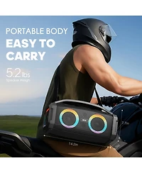 Portable Bluetooth Speaker with Subwoofer, Mic & Party Lights
