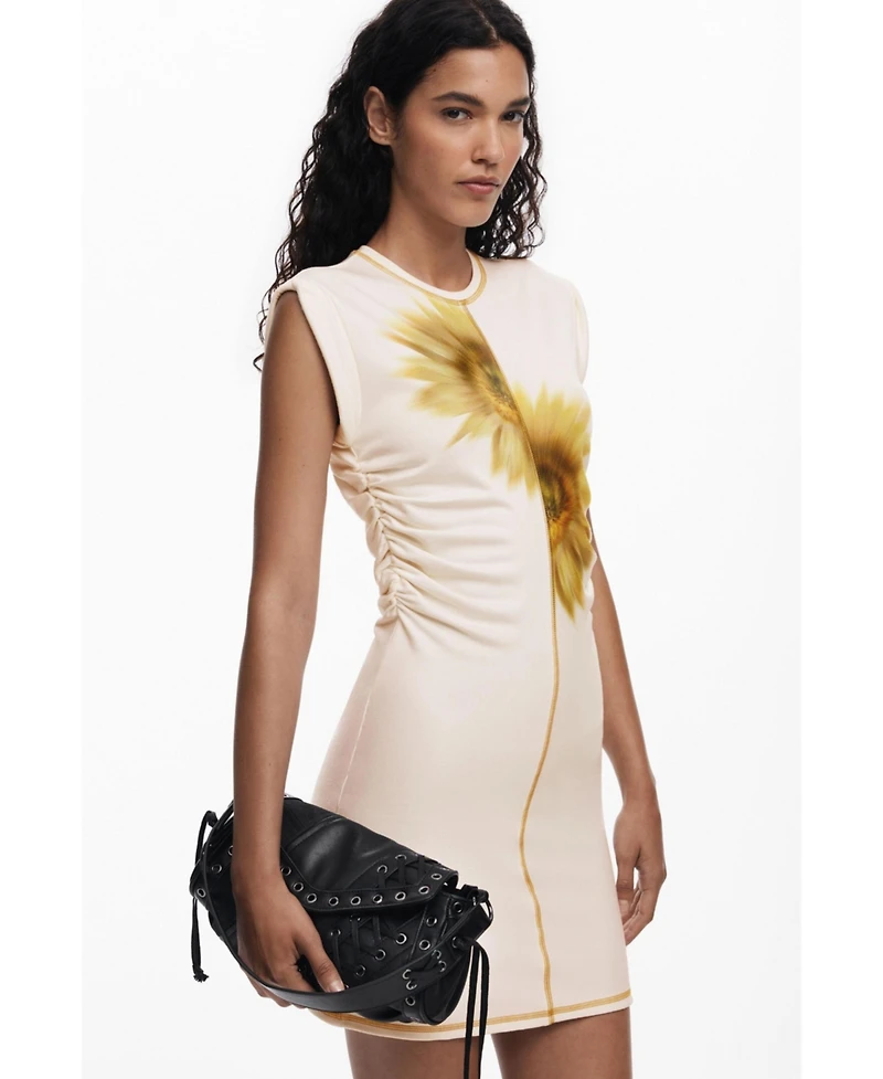 Desigual Women's Short sunflower lyocell dress