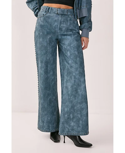 Nasty Gal Women's Studded Detail Belted Trouser