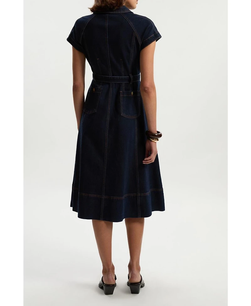 Karen Millen Women's Denim Corset Midi Dress