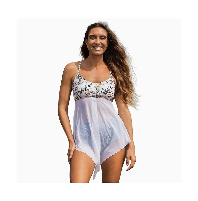 Calypsa Plus Size 3in1 Adjustable Strap Split Front Tankini Swim Top
