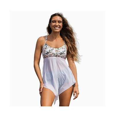 Calypsa Plus Size 3in1 Adjustable Strap Split Front Tankini Swim Top