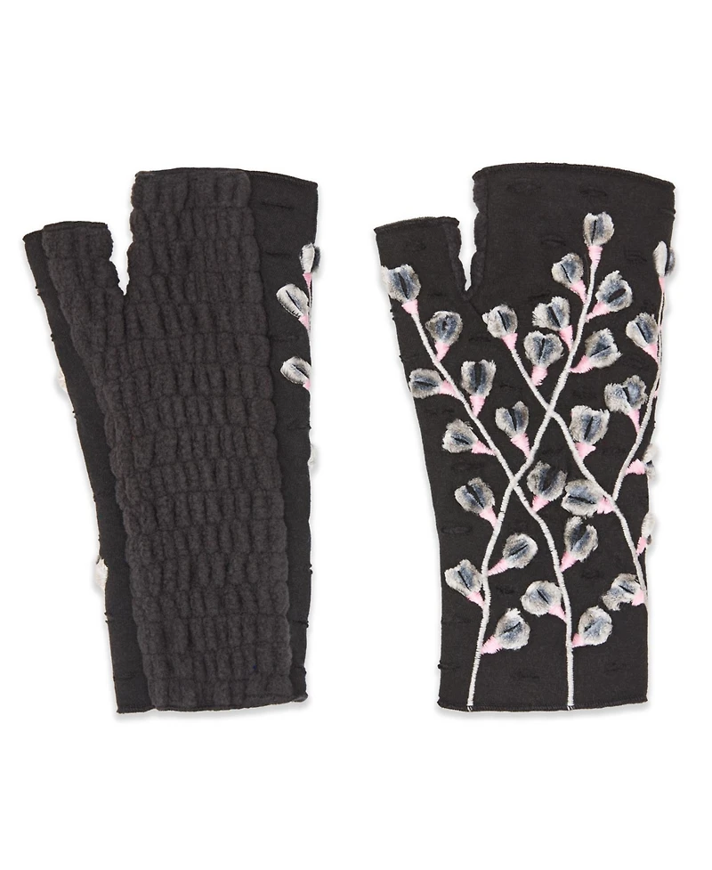 Feelgoodz Women s Artisan Crafted Fleece Lined Color Block Fingerless Gloves