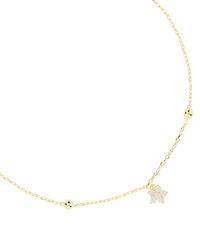 Macy's Cubic Zirconia Flower Beaded Anklet (0.14 ct. t.w.) 14kK Gold Over Sterling Silver (also Silver)