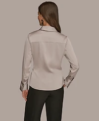 Donna Karan New York Women's Wrap Long Sleeve V-Neck Top