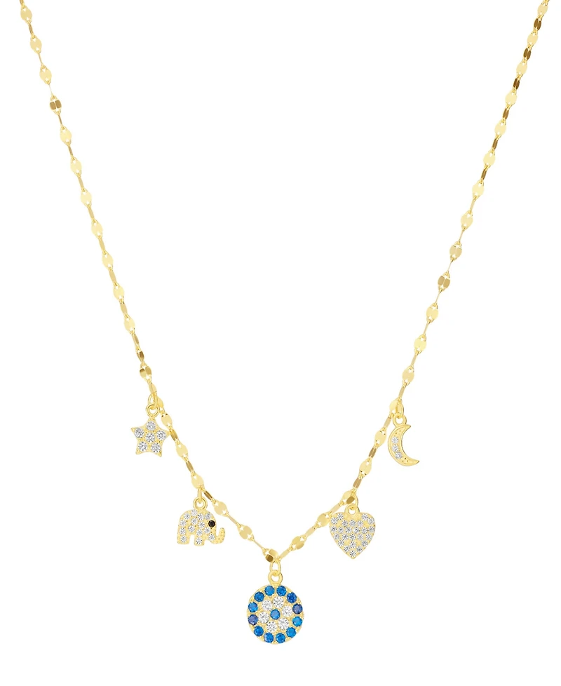 Macy's Cubic Zirconia Eye Luck Charm Pendant Necklace (0.856 ct. t.w.) Sterling Silver (also 14K Gold Over Silver)