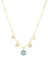 Macy's Cubic Zirconia Eye Luck Charm Pendant Necklace (0.856 ct. t.w.) Sterling Silver (also 14K Gold Over Silver)